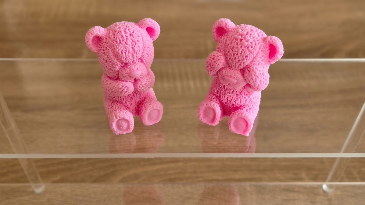 Duo d'oursons fondants parfumés roses – Édition Octobre Rose