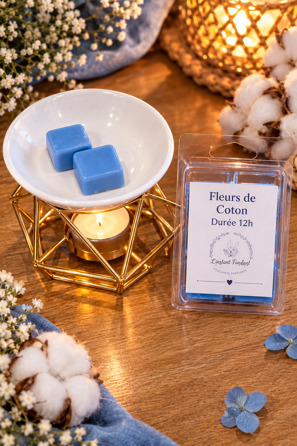 Fondants parfumés Fleur de Coton faits main en cire de soja - L'instant Fondant