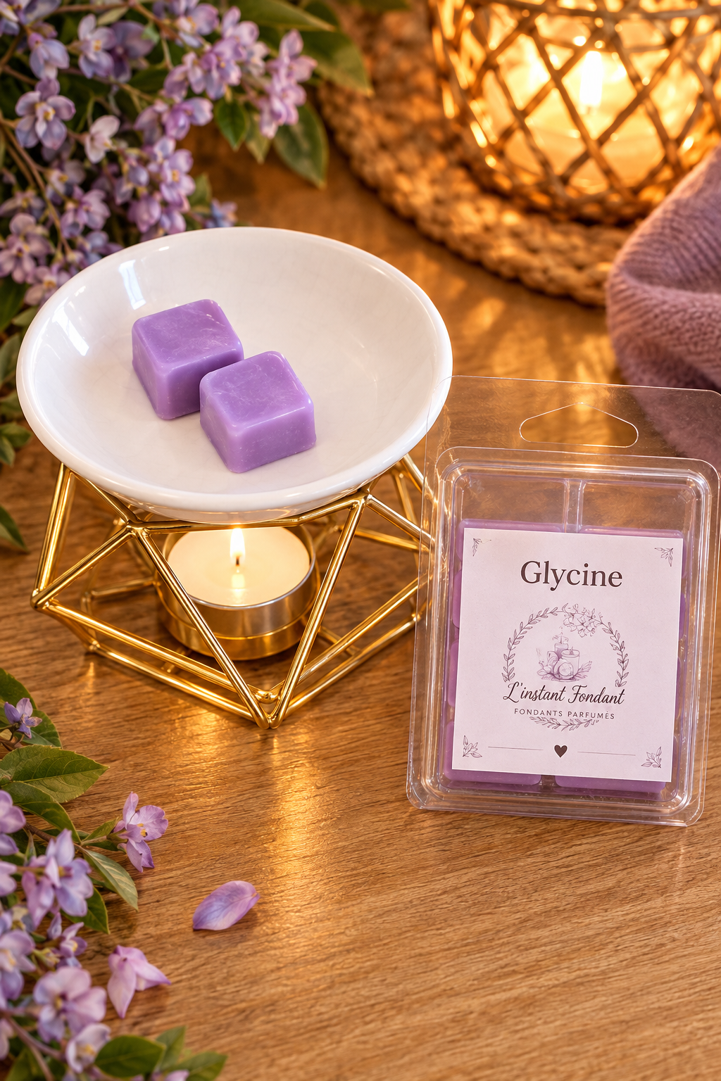 Fondants parfumés Glycine faits main en cire de soja - L'instant Fondant