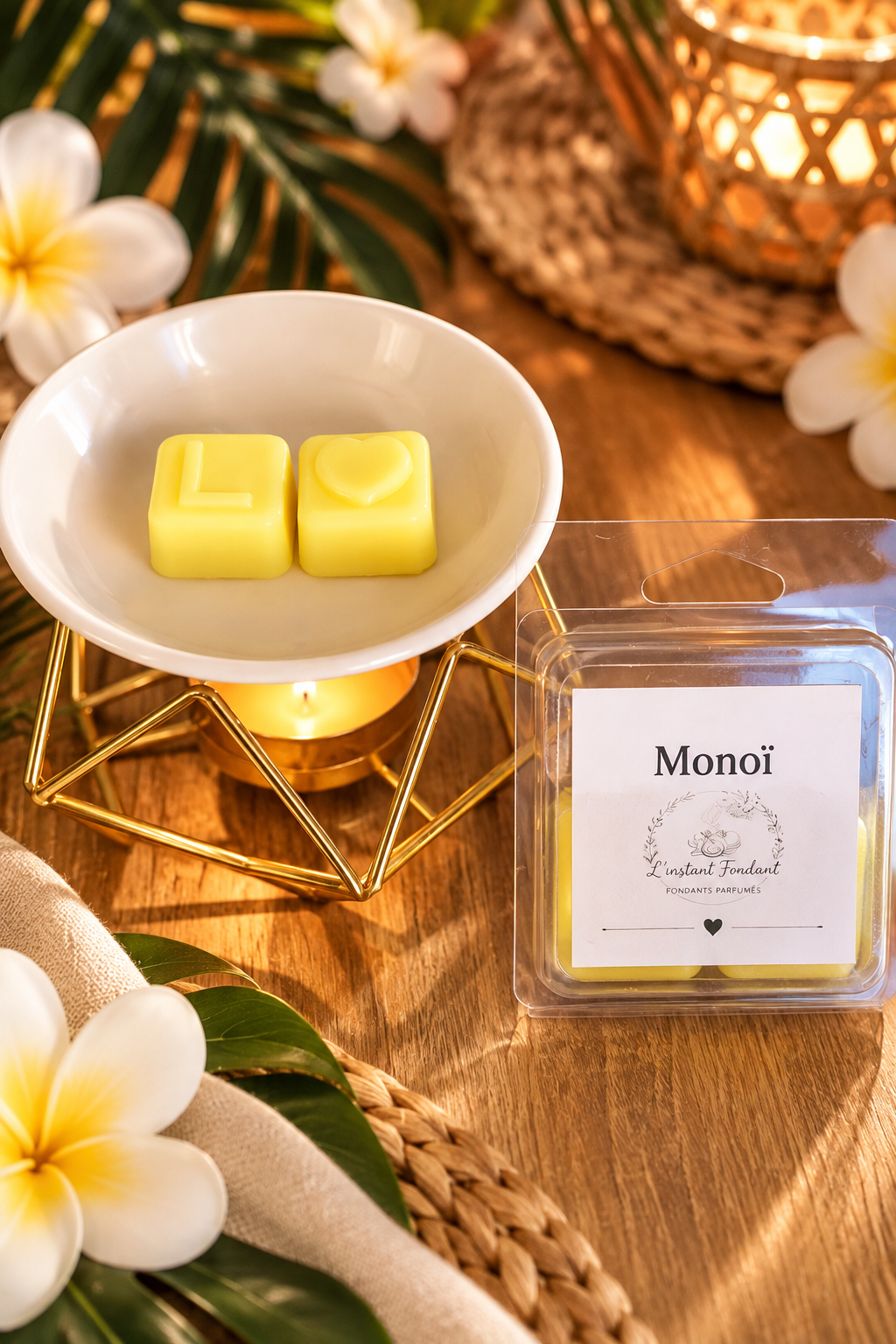 Lot de 6 fondants parfumés Monoï faits main - L'instant Fondant